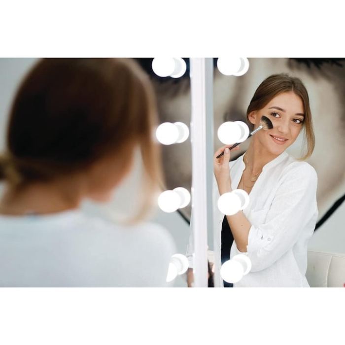 Set 10 becuri LED VarioShop®, pentru decor/oglinda make-up, reglaj intensitate 9 nivele, 3 culori, prindere adeziva, alimentare USB, Alb [7]