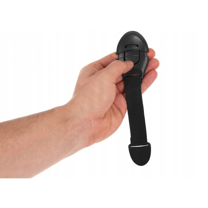 Set 10 bucati sigurante copii VarioShop®, flexibile, textile, protectie pentru blocare sertare, usa cuptor, dulap, ajustabile pe lungime, adeziv puternic, dimensiune 20 cm, Negru [7]