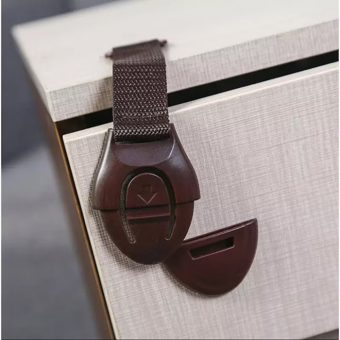 Set 10 bucati sigurante copii VarioShop®, flexibile, textile, protectie pentru blocare sertare, usa cuptor, dulap, ajustabile pe lungime, adeziv puternic, dimensiune 20 cm, Negru [6]