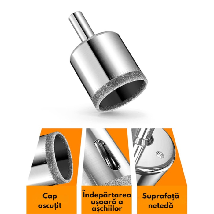 Set 10 carote diamantate profesionale VarioShop, otel, dimensiuni 6x68mm, utilizare uscata si umeda [3]