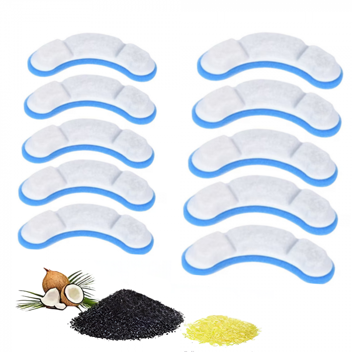 Set 10 Filtre VarioShop® pentru dispenser de apa automat destinat animalelor de companie, pentru pisici, caini, animale de companie, format din 3 strauri, purificare, carbon activ, ionizare, dimensiun [21]