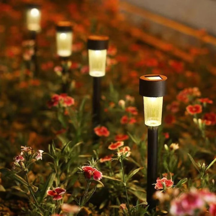 Set 10 lampi solare de gradina VarioShop®, iluminare LED, IP44 pentru alei, terase, spatii exterioare, lumina calda, 37 x 5.5 cm, Negru/ Alb [4]