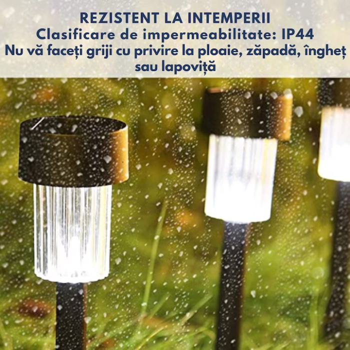 Set 10 lampi solare de gradina VarioShop®, iluminare LED, IP44 pentru alei, terase, spatii exterioare, lumina calda, 37 x 5.5 cm, Negru/ Alb [3]