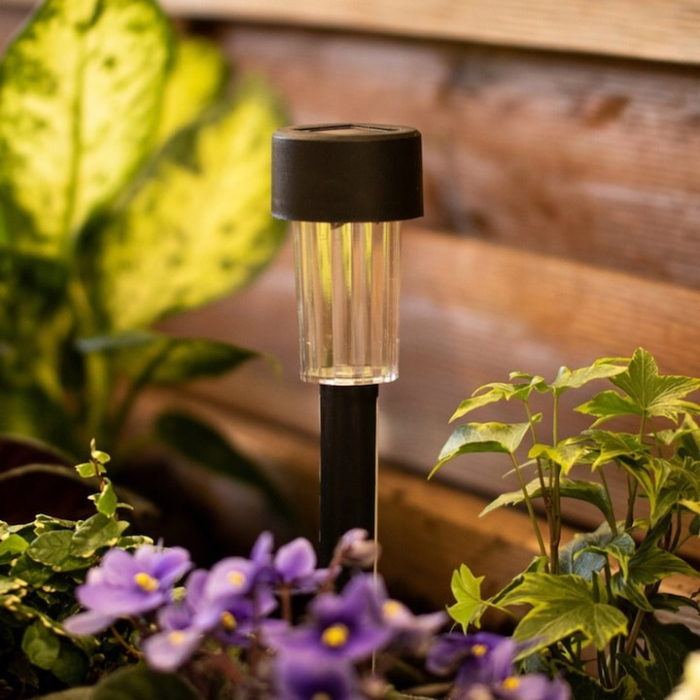 Set 10 lampi solare de gradina VarioShop®, iluminare LED, IP44 pentru alei, terase, spatii exterioare, lumina calda, 37 x 5.5 cm, Negru/ Alb [7]