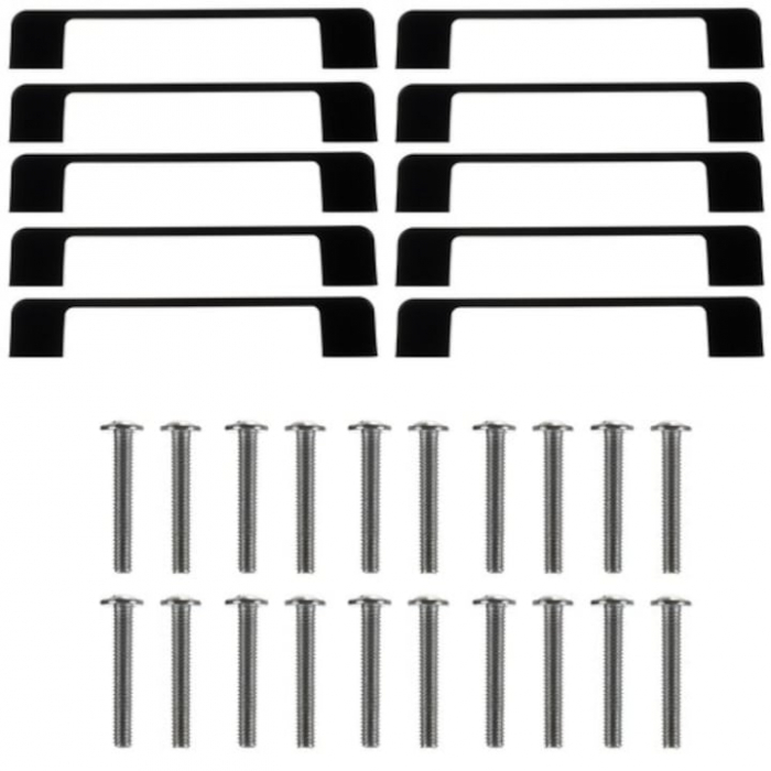 Set 10 Manere Mobila VarioShop®, Aplicare Universala, Usor de Montat, Lungime 104 mm, Suruburi de Fixare Incluse, Aluminiu, Negru Mat [14]