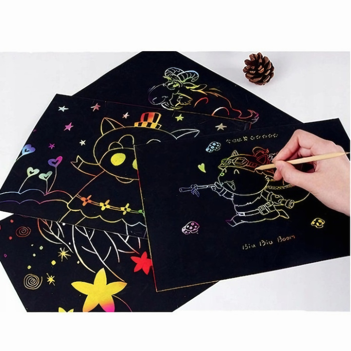 Set 10 planse razuibile cu stylus din lemn pentru copii VarioShop®, activitate educationala, portabila si interactiva pentru dezvoltarea imaginatiei si abilitatilor motorii fine, Multicolor [4]