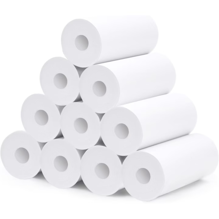 Set 10 role hartie termica alba VarioShop, pentru mini imprimanta portabila, compatibile cu imprimante fara cerneala, 4.5 metri/rola, latime 57 mm [4]