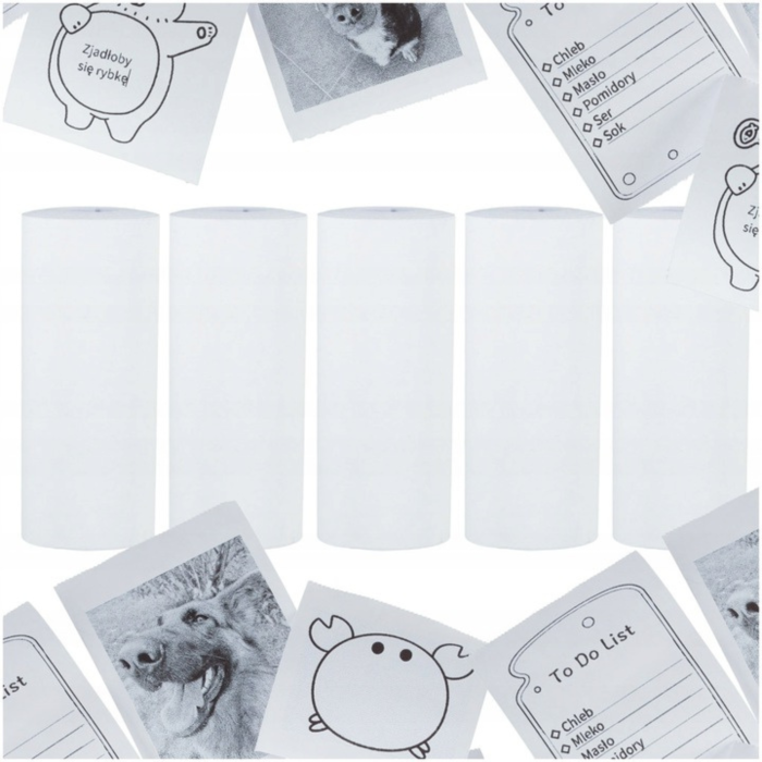 Set 10 role hartie termica alba VarioShop, pentru mini imprimanta portabila, compatibile cu imprimante fara cerneala, 4.5 metri/rola, latime 57 mm [2]