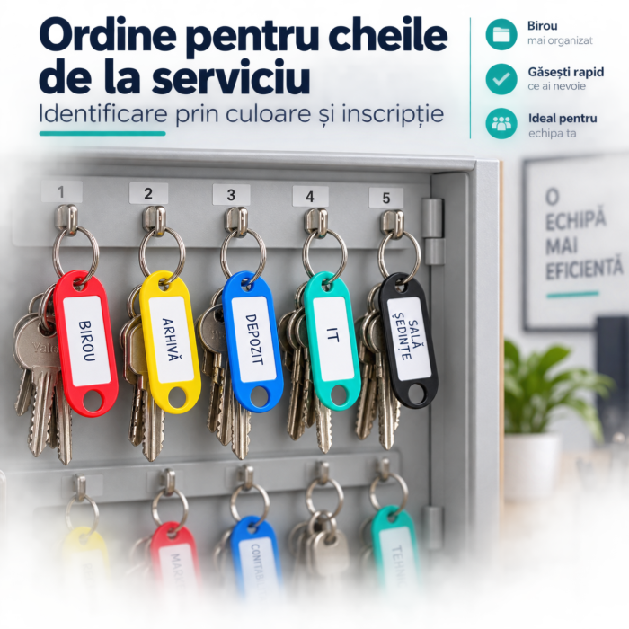 Set 100 brelocuri pentru chei VarioShop®, pentru identificare si organizare, eticheta inscriptibila, inel metalic, PP, 6,5 x 2,1 cm, multicolor [6]