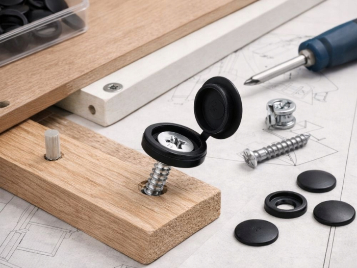 Set 100 capace pentru mascare șuruburi mobilier – culoare gri negru [6]