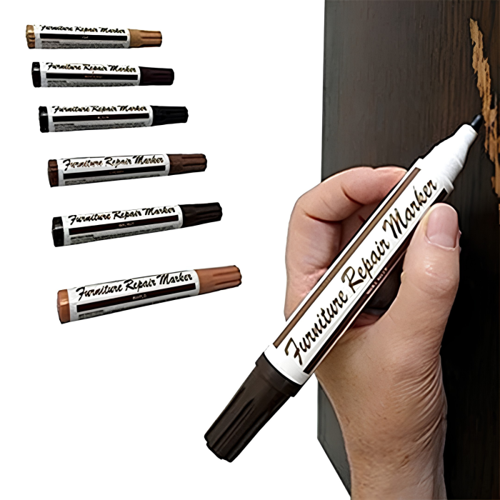 Set 12 culori reparare mobilier VarioShop®, cu markere de retus, ceruri, vopsele si pensule, pentru zgarieturi pe lemn, panouri si furnir [8]