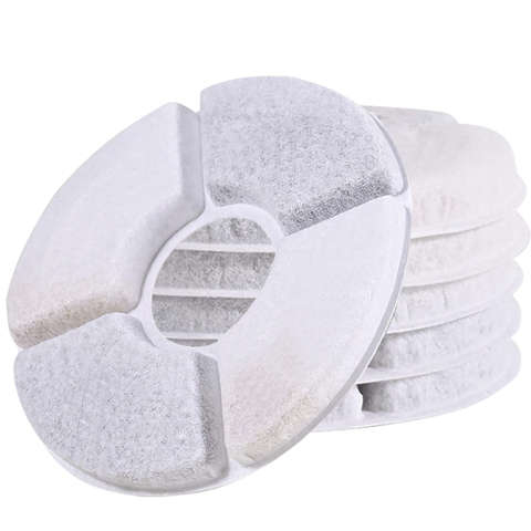 Set 12 Filtre Rezerva VarioShop® pentru dispenser apa, tip adapator fantana pentru caini si pisici, purificare, carbon activ, ionizare, model rotund, dimensiune 12.5 cm, alb [51]