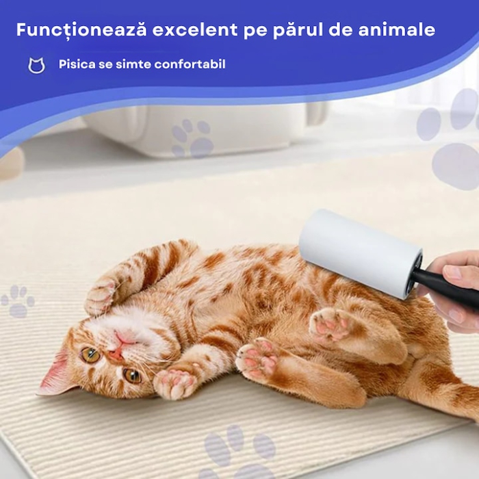 Set 15 role adezive VarioShop®, pentru curatarea parului si blanii de pe haine si tapiterie, maner solid, 40 coli/rola [2]