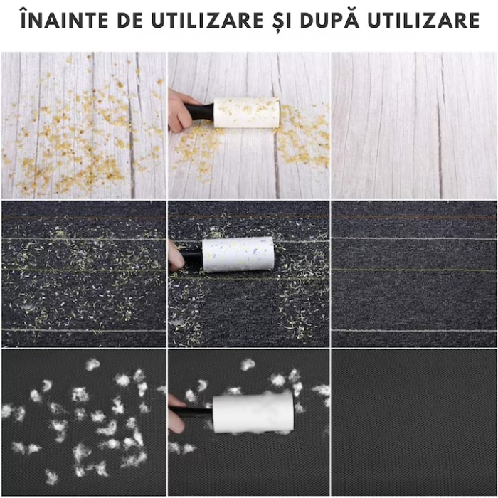 Set 15 role adezive VarioShop®, pentru curatarea parului si blanii de pe haine si tapiterie, maner solid, 40 coli/rola [3]