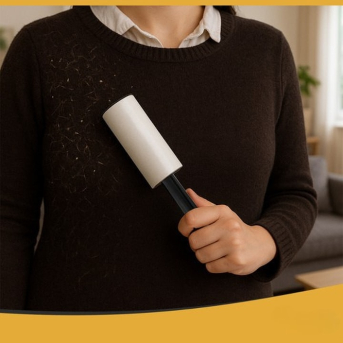 Set 15 role adezive VarioShop®, pentru curatarea parului si blanii de pe haine si tapiterie, maner solid, 40 coli/rola [8]