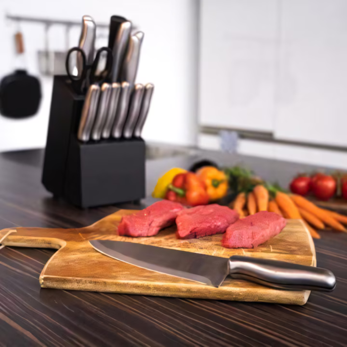 Set 16 cutite de bucatarie VarioShop®, bloc suport, otel inoxidabil, cutit de paine, cutite pentru carne si legume, foarfeca, ascutitor, maner ergonomic, rezistenta ridicata, argintiu [4]