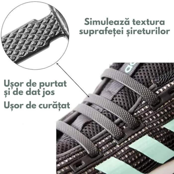 Set 16 sireturi elastice din silicon VarioShop®, design cu gauri duble, pentru pantofi sportivi si casual, Negru [3]