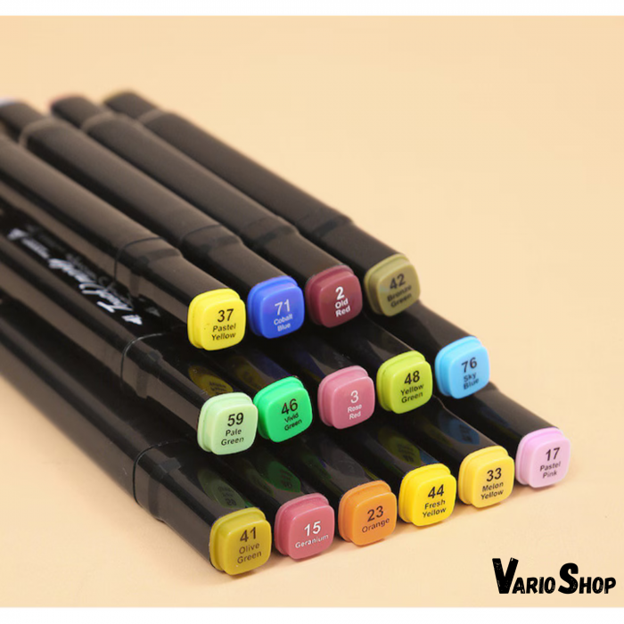 Set 48 markere duble VarioShop®, Carioci profesionale, Cu cerneala pe baza de alcool, 2 varfuri rezistente, Multicolore [22]
