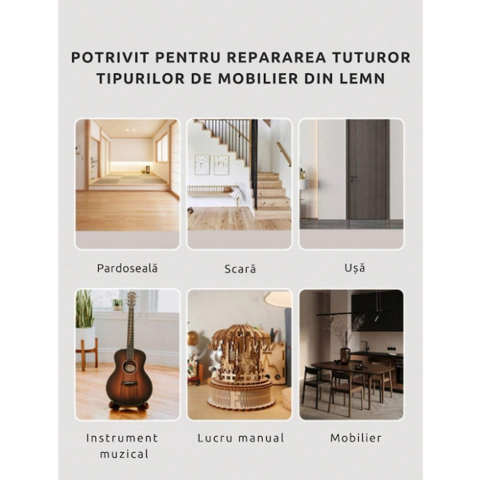 Set 17 Piese Reparare Mobila VarioShop®, Kit universal de Reparatii Rapide, 8 Markere, 8 Creioane, 1 Ascutitoare, Rezistenta la Abraziune si Spalare, Multicolor [2]