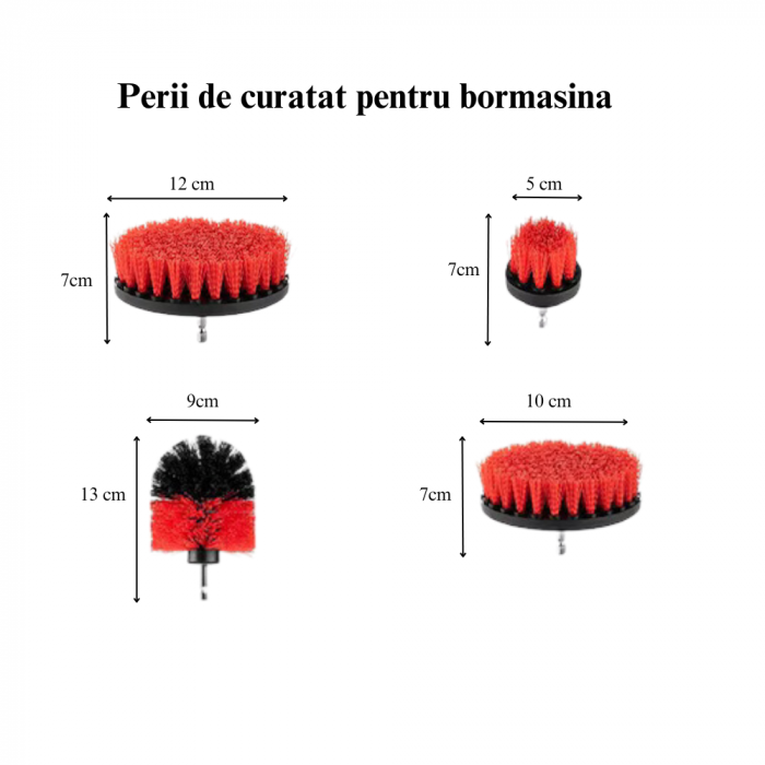 Set 18 Piese Detailing Auto VarioShop®, Curatare Interior Si Exterior, 4 Capete Pentru Bormasina, 5 Pensule, 3 Perii, 2 Lavete Profesionala, 1 Manusa, 1 Perie Tripla Grilaj, 2 bureti, Rosu-Negru [11]