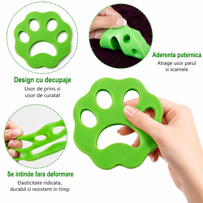 Set 2 accesorii pentru masina de spalat VarioShop®, colectare par, praf si scame de pe haine, lavabile, 9x1.5 cm, verde/portocaliu [3]