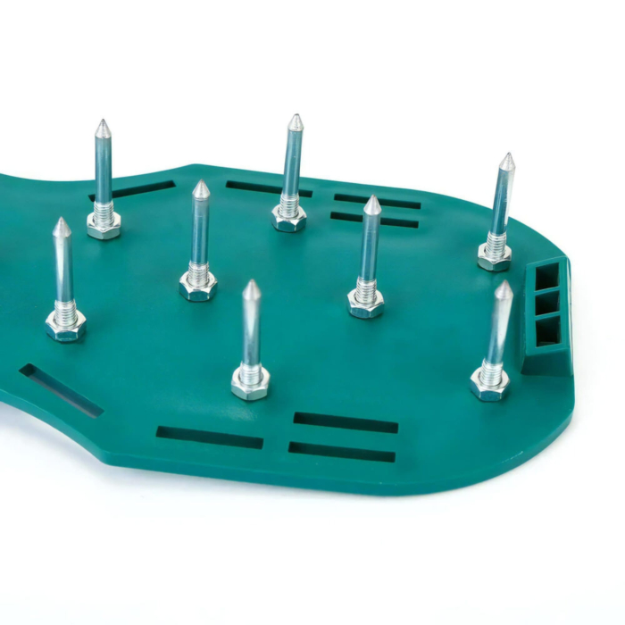 Set 2 aeratoare manuale pentru gazon VarioShop®, cu 26 de tepi din otel, talpi cu curele reglabile pentru afanarea solului, cresterea ierbii si drenaj eficient in gradina, Verde [6]