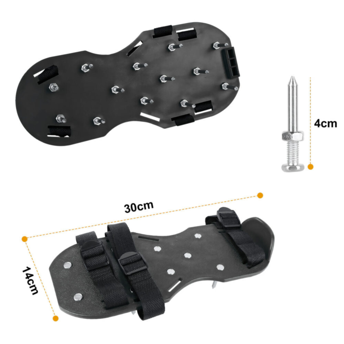 Set 2 aeratoare manuale pentru gazon VarioShop®, cu 26 de tepi din otel, talpi cu curele reglabile pentru afanarea solului, cresterea ierbii si drenaj eficient in gradina, Negru [9]