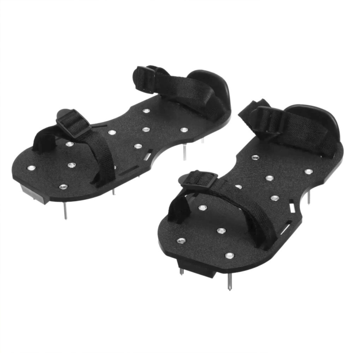 Set 2 aeratoare manuale pentru gazon VarioShop®, cu 26 de tepi din otel, talpi cu curele reglabile pentru afanarea solului, cresterea ierbii si drenaj eficient in gradina, Negru [5]