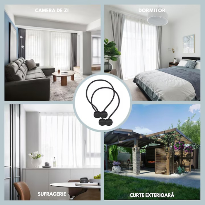 Set 2 cleme magnetice pentru perdele și draperii VarioShop, design discret, negru, 47cm [6]