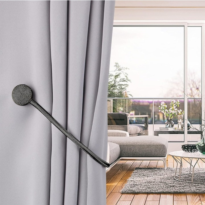 Set 2 cleme magnetice pentru perdele și draperii VarioShop, design discret, negru, 47cm [9]