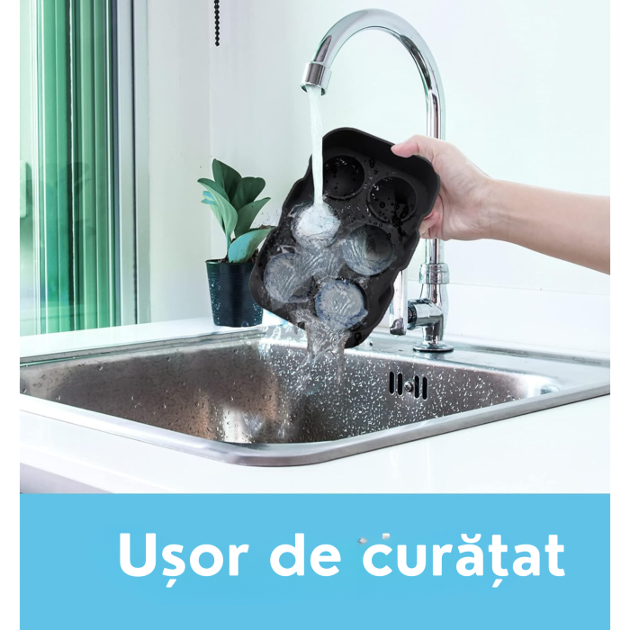 Set 2 forme din silicon reutilizabil cu capace etanse VarioShop®, bile perfect rotunde si cuburi XXL de gheata 48 mm, include palnie de umplere, ideal pentru bauturi racoritoare, cocktailuri si whisky [7]