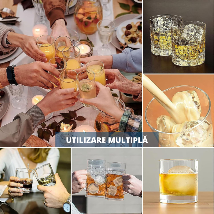 Set 2 forme din silicon reutilizabil cu capace etanse VarioShop®, bile perfect rotunde si cuburi XXL de gheata 48 mm, include palnie de umplere, ideal pentru bauturi racoritoare, cocktailuri si whisky [5]