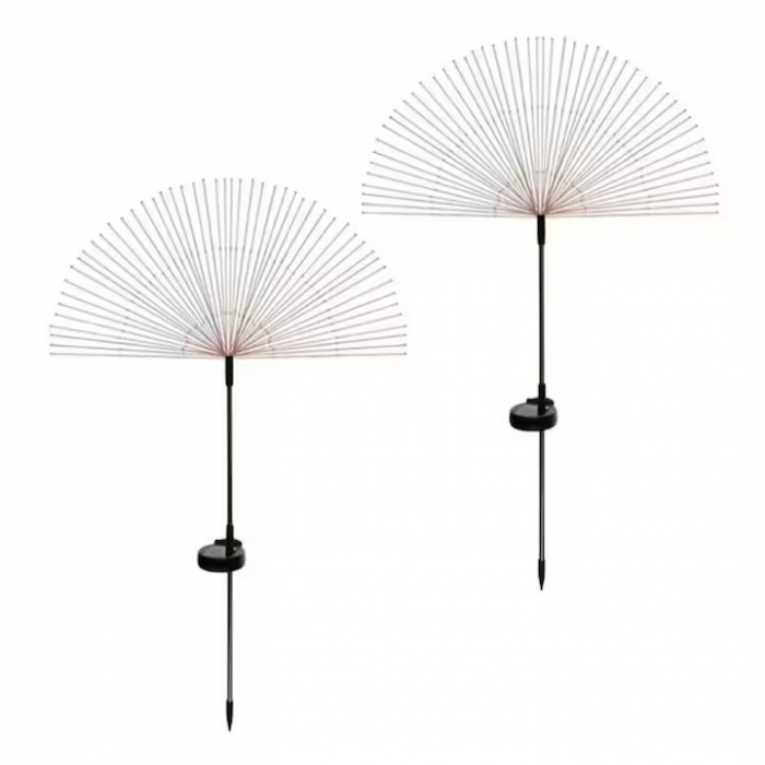 Set 2 lampi solare de gradina VarioShop®, model papadie, 150 LED-uri, rezistente la intemperii, lumina rece, cu panou solar si baterie incorporata, Alb [14]