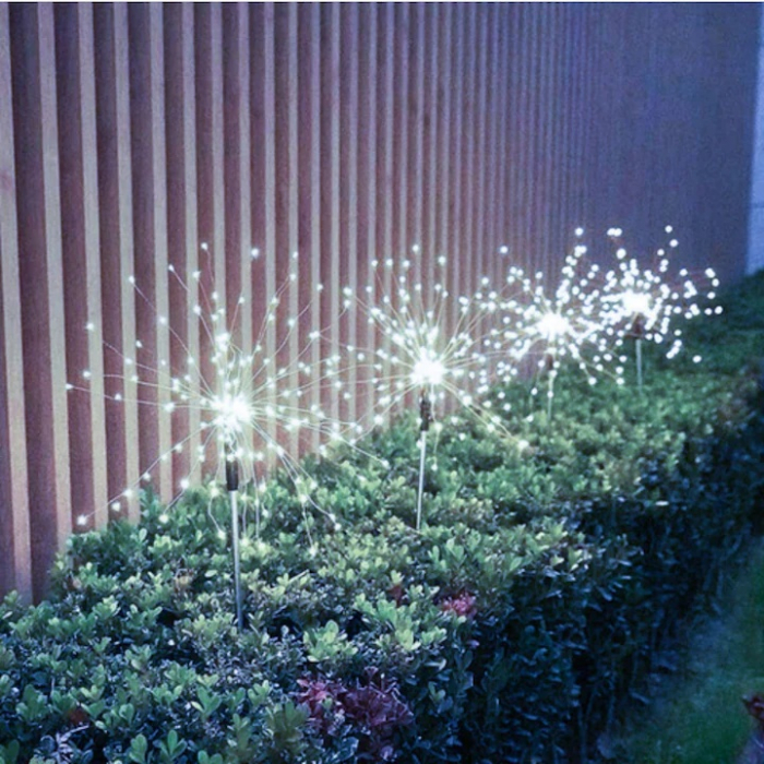 Set 2 lampi solare de gradina VarioShop®, model papadie, 150 LED-uri, rezistente la intemperii, lumina rece, cu panou solar si baterie incorporata, Alb [3]