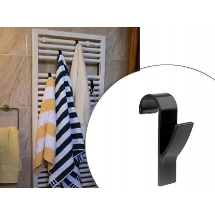 Set 2 manere agatatoare pentru calorifer baie VarioShop®, suport prosoape, plastic rezistent, universal, Negru [3]