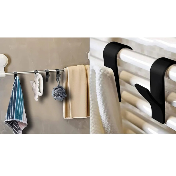 Set 2 manere agatatoare pentru calorifer baie VarioShop®, suport prosoape, plastic rezistent, universal, Negru [4]
