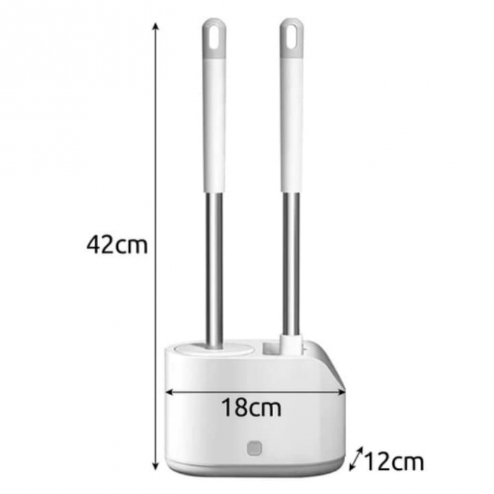 Set 2 Perii din Silicon pentru Toaleta VarioShop®, Suport Perii, pentru Cada, Chiuveta, Utilizare Universala, Cap Flexibil, Aspect Estetic, Alb [8]