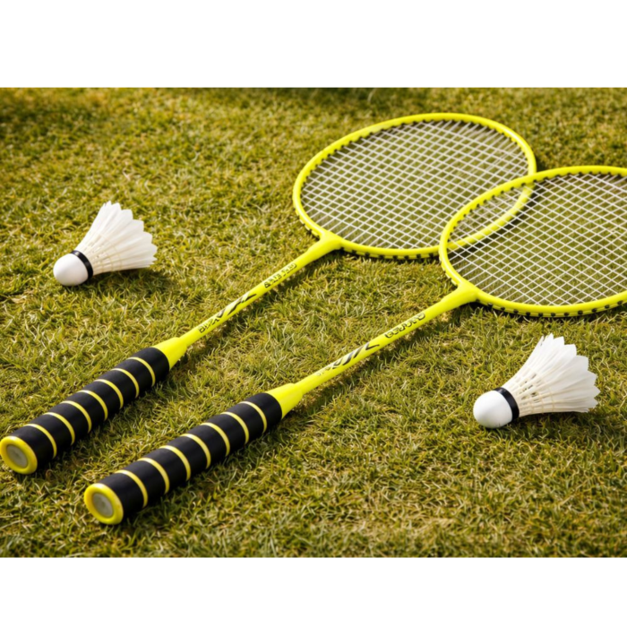 Set 2 rachete badminton VarioShop®, cu husa de transport inclusa, rachete usoare si rezistente pentru gradina, plaja, parc, verde, 65 cm [4]
