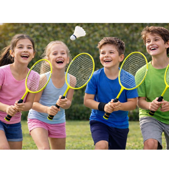 Set 2 rachete badminton VarioShop®, cu husa de transport inclusa, rachete usoare si rezistente pentru gradina, plaja, parc, verde, 65 cm [8]