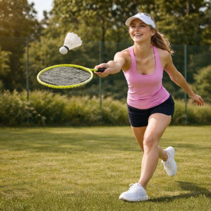 Set 2 rachete badminton VarioShop®, cu husa de transport inclusa, rachete usoare si rezistente pentru gradina, plaja, parc, verde, 65 cm [6]