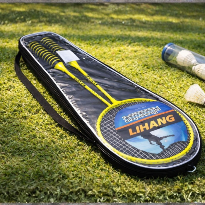Set 2 rachete badminton VarioShop®, cu husa de transport inclusa, rachete usoare si rezistente pentru gradina, plaja, parc, verde, 65 cm [7]