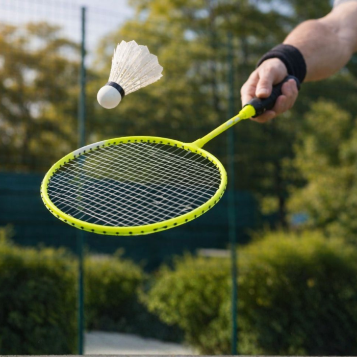 Set 2 rachete badminton VarioShop®, cu husa de transport inclusa, rachete usoare si rezistente pentru gradina, plaja, parc, verde, 65 cm [5]