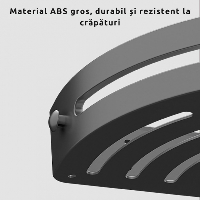 Set 2 rafturi colt pentru baie VarioShop®, Compact, Estetic, Rezistent la Apa, Economisire Spatiu, Lipire/Insurubare, Accesorii Montare, Plastic, 30.5 x 21 cm, Negru [3]