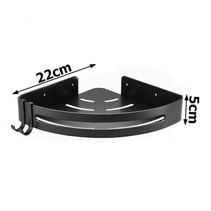 Set 2 rafturi de baie VarioShop®, Accesorii Montare, Rezistent la Apa, Economisire Spatiu, Aluminiu, 23 x 22 cm, Negru [6]
