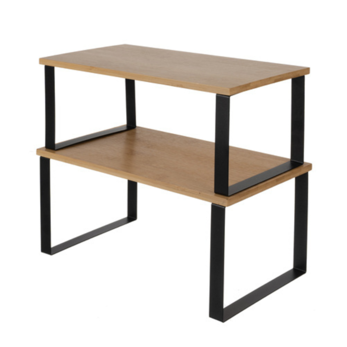 Set 2 rafturi de bucatarie din bambus pentru condimente VarioShop®, organizator vertical de blat, suport compact pentru ierburi aromatice, accesorii si sticle, include surubelnita si suruburi, design [12]