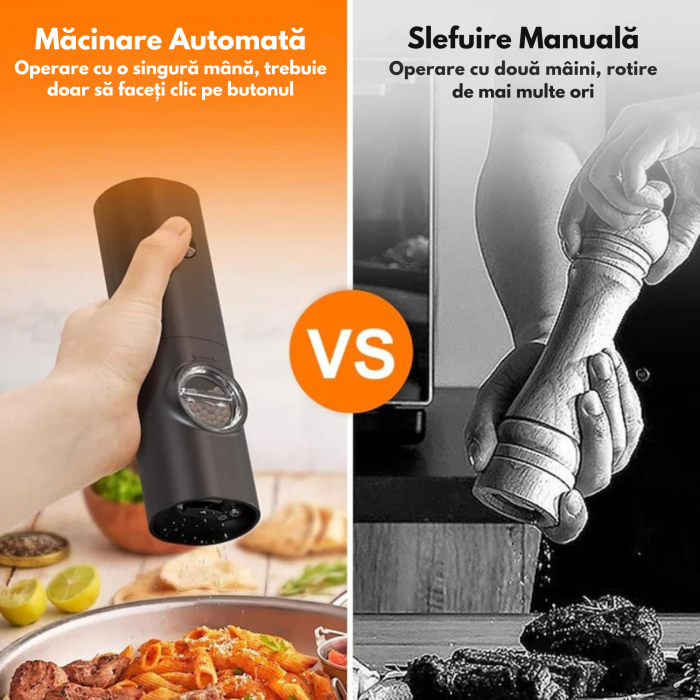 Set 2 rasnite electrice cu LED VarioShop®, mecanism ceramic durabil, capacitate 70 ml, reglare grosime macinare, functionare pe baterii, negru [6]