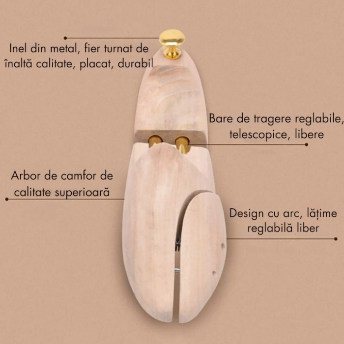 Set 2 Sanuri/Calapoade Reglabile VarioShop®, Marimea 39 - 40, Pentru Largit si Alungit Pantofi, Universal/Pentru Toate Tipurile de Pantofi si Incaltaminte, Unisex, Calitate Premium, Lemn de Pin [2]