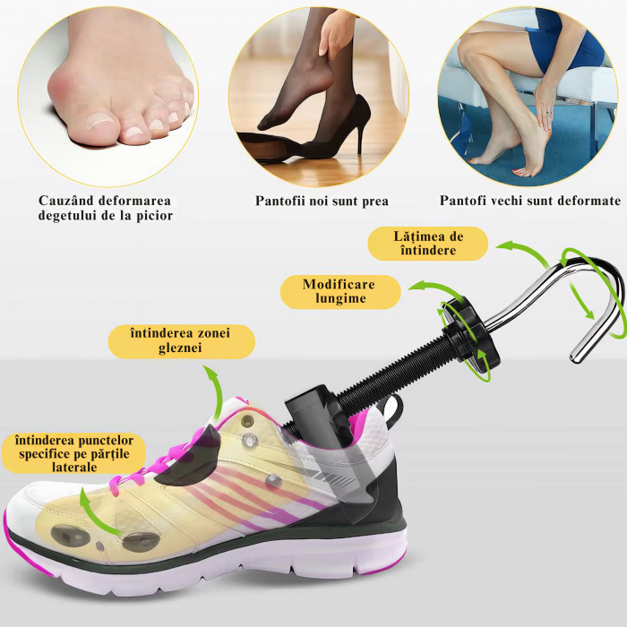 1 San/Calapod Reglabil VarioShop® - Marimea 39-43, Pentru Largit si Alungit Pantofi, Universal/Pentru Toate Tipurile de Pantofi si Incaltaminte, Unisex, Calitate Premium, Material Plastic + Cupru Meta [25]