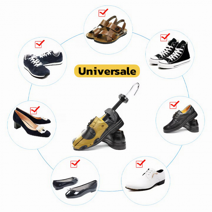 1 San/Calapod Reglabil VarioShop® - Marimea 39-43, Pentru Largit si Alungit Pantofi, Universal/Pentru Toate Tipurile de Pantofi si Incaltaminte, Unisex, Calitate Premium, Material Plastic + Cupru Meta [12]