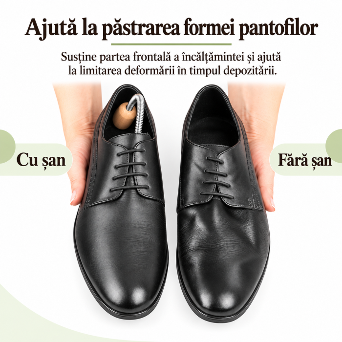 Set 2 sanuri pentru pantofi 34-38 VarioShop®, pentru pastrarea formei incaltamintei, constructie flexibila, parte frontala din lemn, lungime 28,5 cm, crem [10]